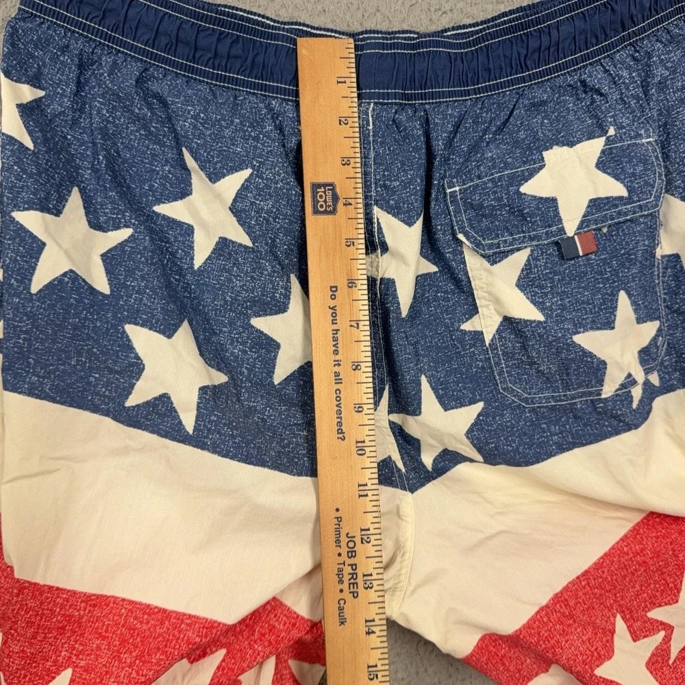 Tommy Hilfiger Swim Trunks Mens XL USA Flag Stars Elastic Waist Mesh Lined